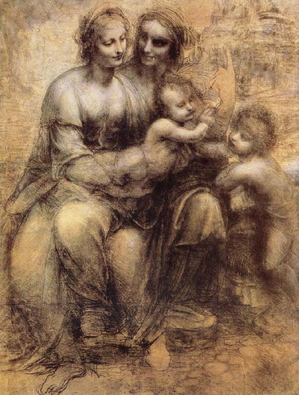 Leonardo  Da Vinci Virgin and Child with St Anne and St John the Baptist oil painting image